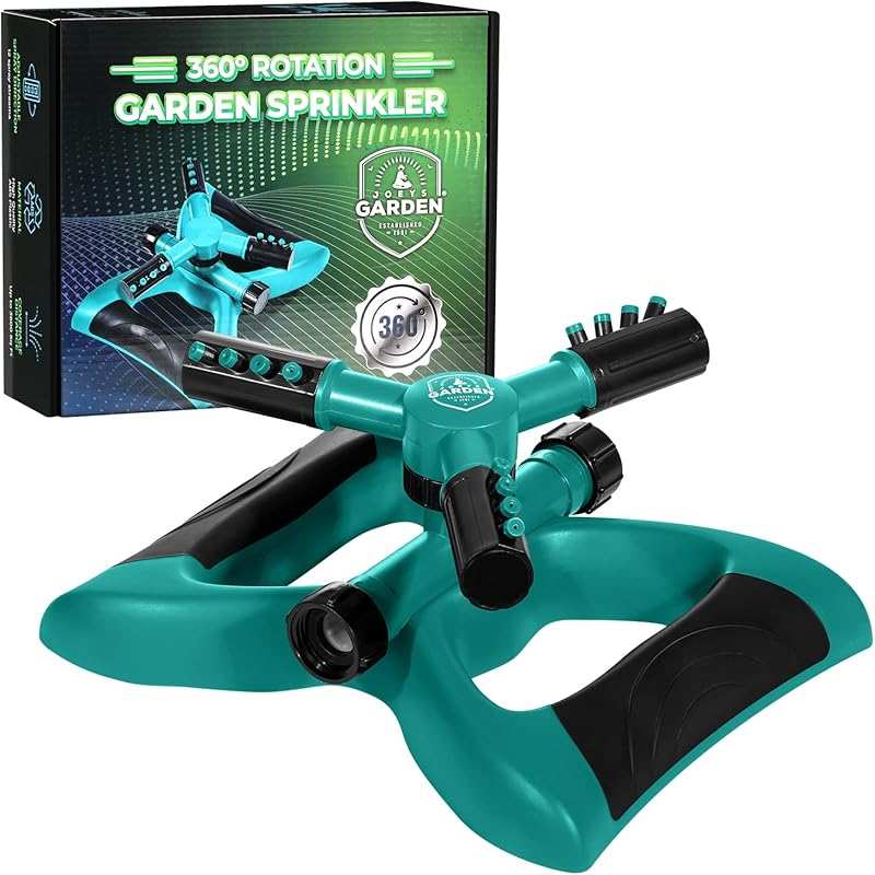 Joey's Rotating Garden Sprinkler for Yard, Large Area Coverage, and Ef
