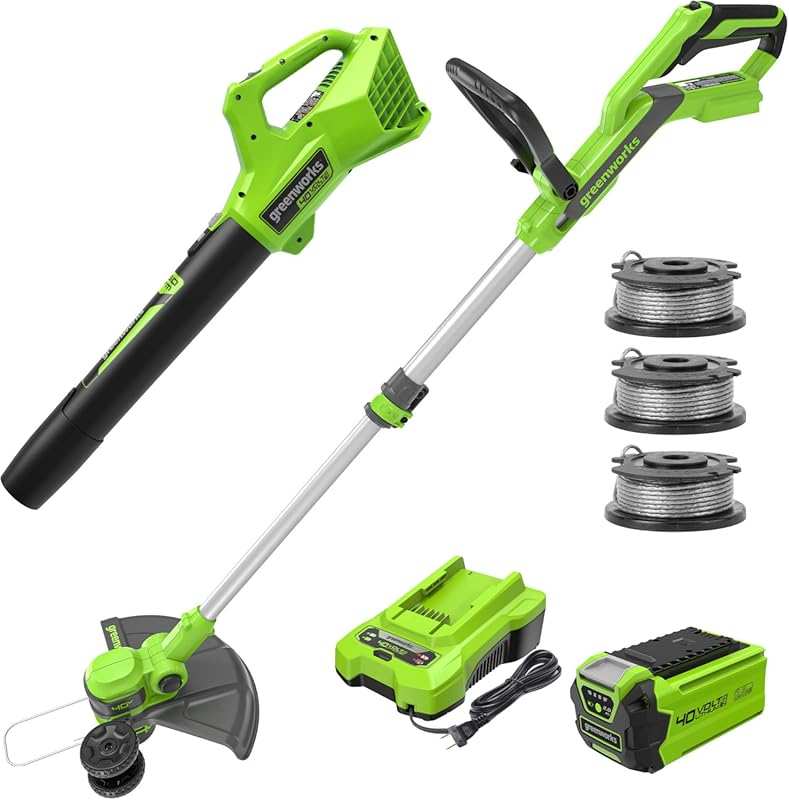 Greenworks 40V Cordless Yard Tool Combo Kit with 2.0Ah Battery & Charg