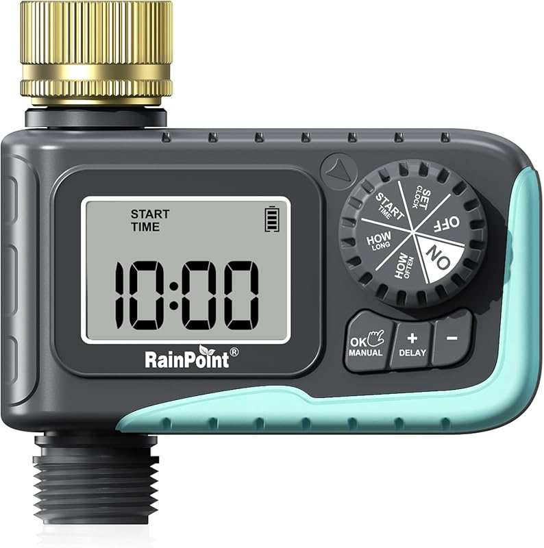 RAINPOINT 1 Outlet Programmable Sprinkler Timer for Garden Hose with B