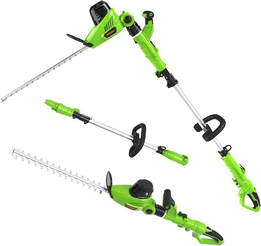 GARCARE 2-in-1 Corded Electric Pole Hedge Trimmer: 18-inch Dual-Action