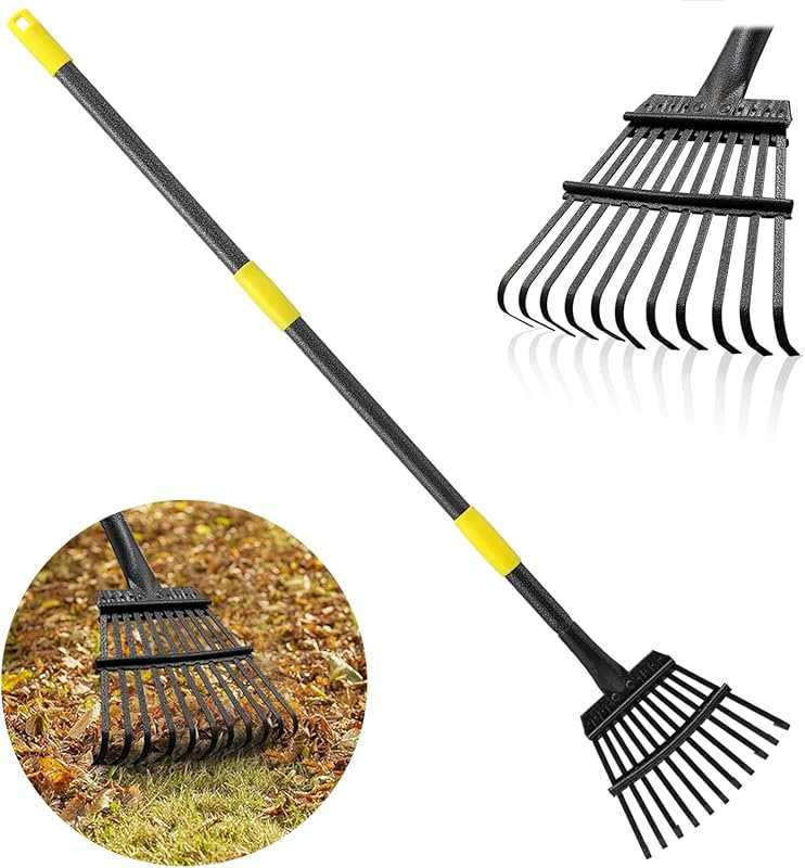 Heavy Duty Metal Garden Leaf Rake with 65