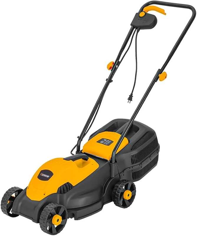 Hoteche 10-Amp 12.6-Inch Corded Electric Lawn Mower with Grass Bag & H