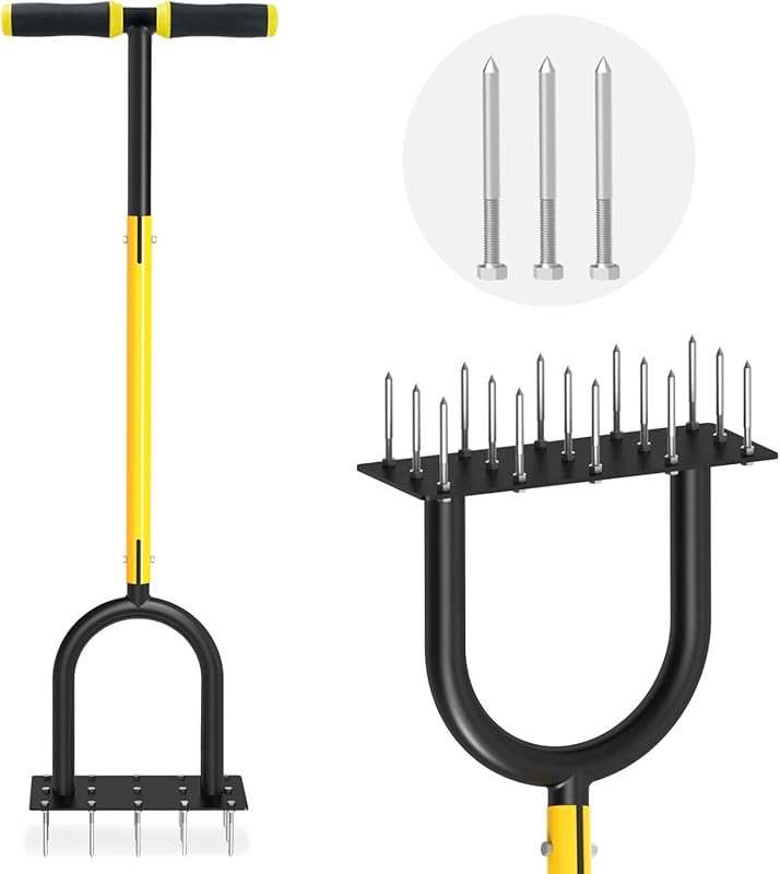Spike Lawn Aerator Tool with Spare Spikes for Compact Soil, Grass & Ga
