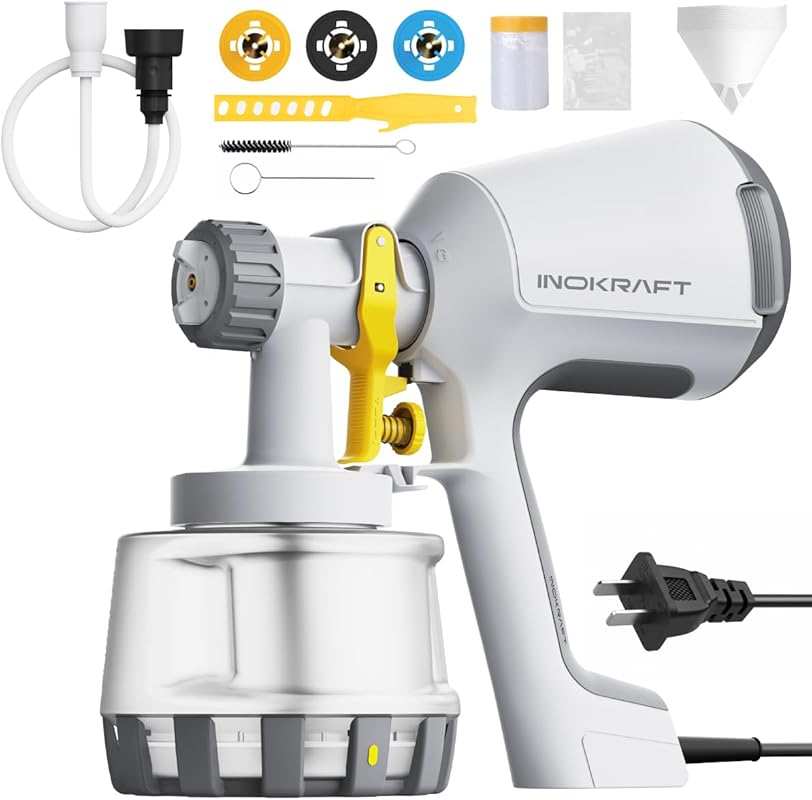 InoKraft Paint Sprayer 600w HVLP: Includes cleaning kit, 3 patterns fo