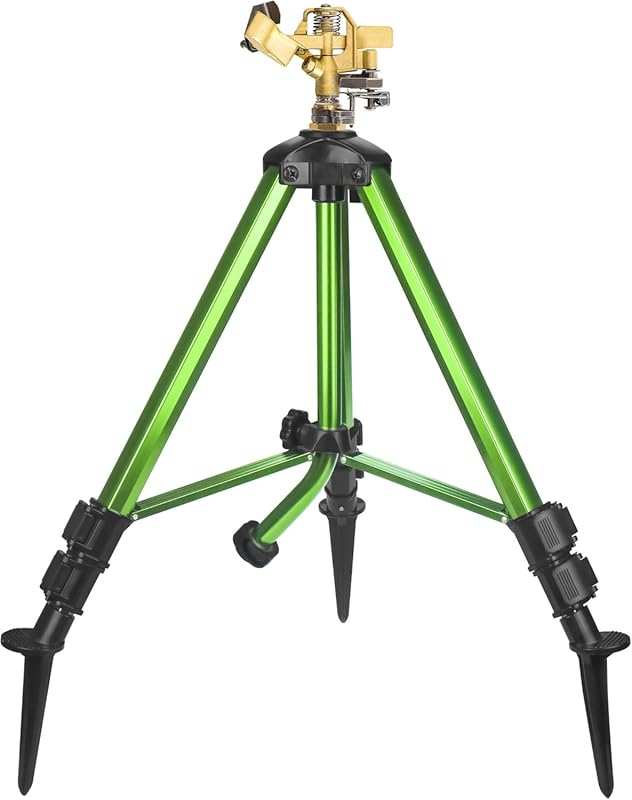 Triumpeek Impact Sprinkler on Tripod: 360° coverage, adjustable brass