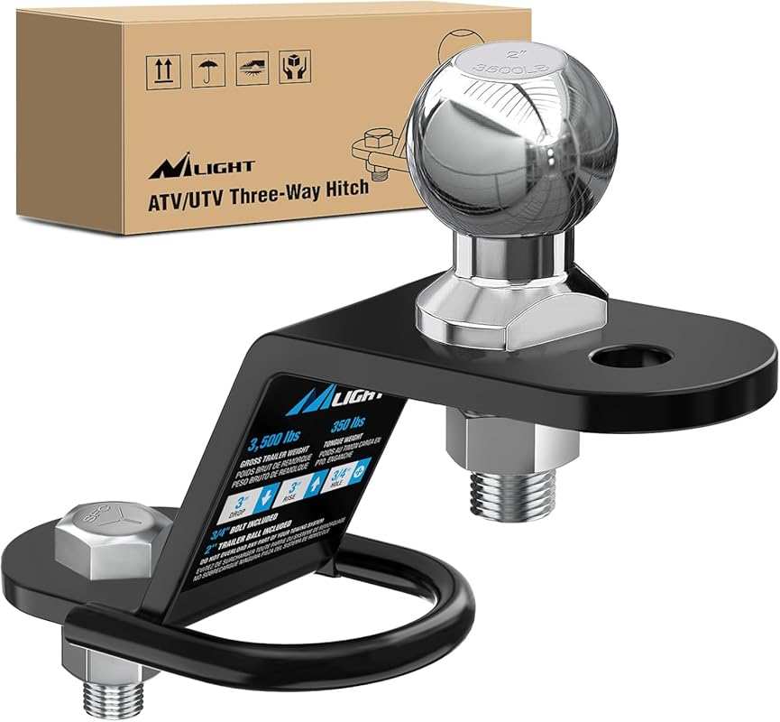 Nilight ATV/UTV Three-Way Hitch with 2