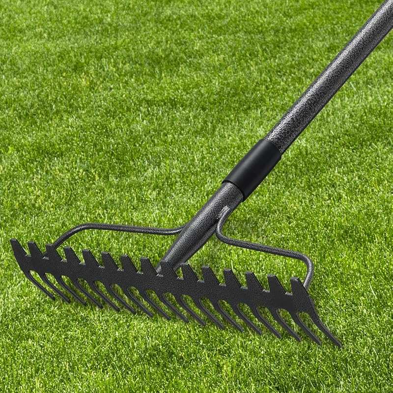 63'' Heavy Duty Bow Rake with 17 Tines and Stainless Steel Handle for 