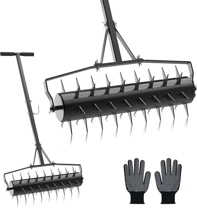 Seeutek 23 Inch Rolling Lawn Aerator, Heavy Duty Soil Penetrator Spike