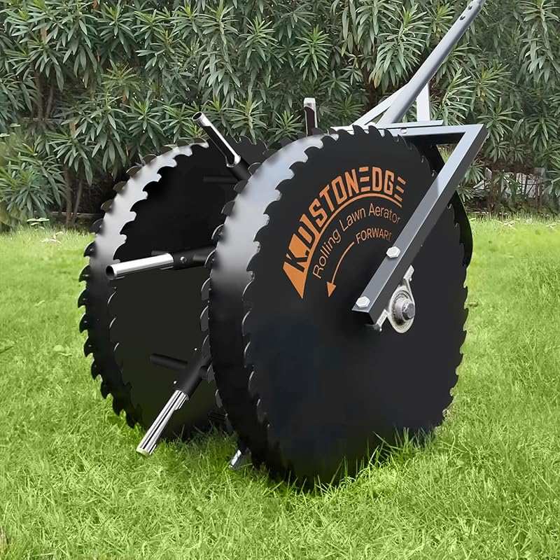 Patented Rolling Lawn Coring Aerator - Manual Yard Grass Plug Aeration