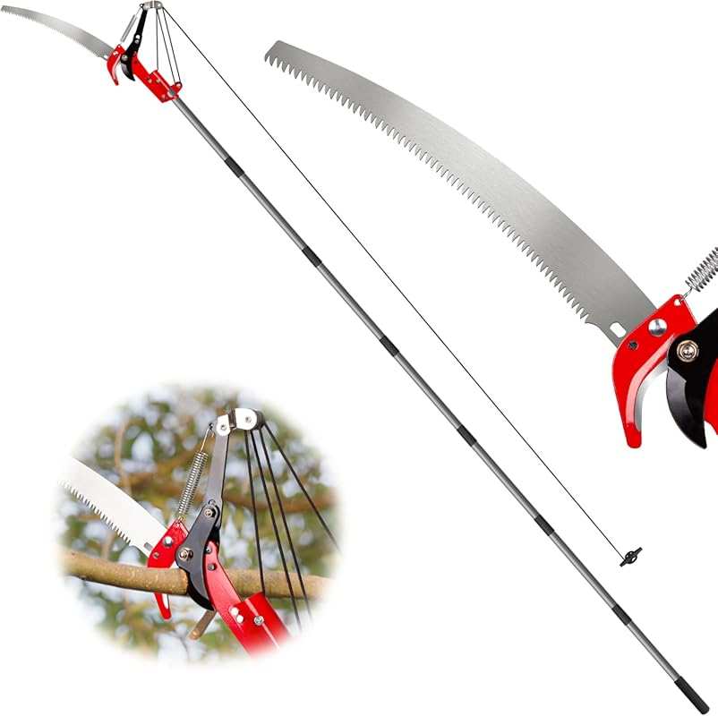 Suchtale 10FT Manual Pole Saw: Steel Blade & Scissors, Extendable Prun