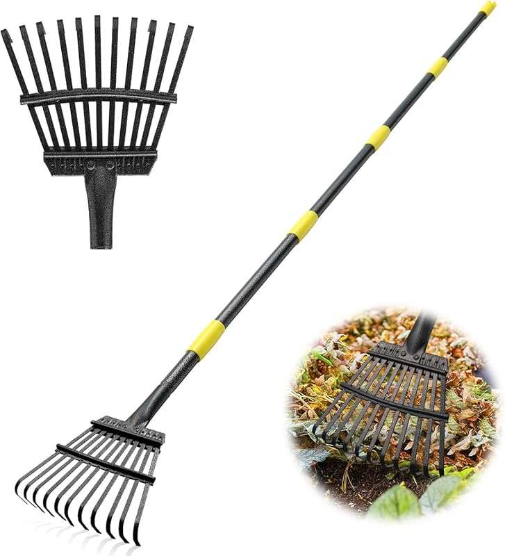 Heavy Duty Garden Rake for Leaves: 8.5