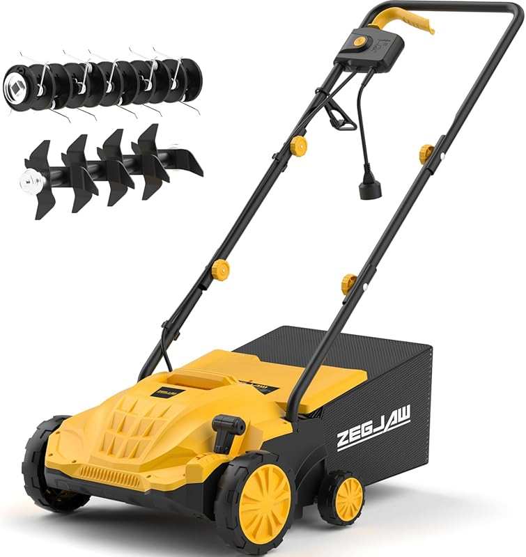 Powerful 13-Inch 12Amp Electric Dethatcher Scarifier 2-in-1 with Colle