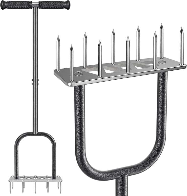 BeneLabel Manual Lawn Aerator Spike with Long Handle and Non-Slip Grip