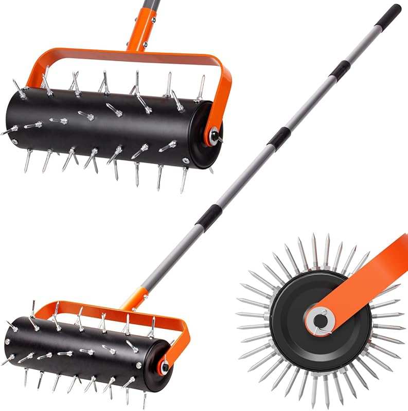 Walensee Rolling Lawn Aerator: Heavy Duty Manual Tool, 42 Spikes, 71