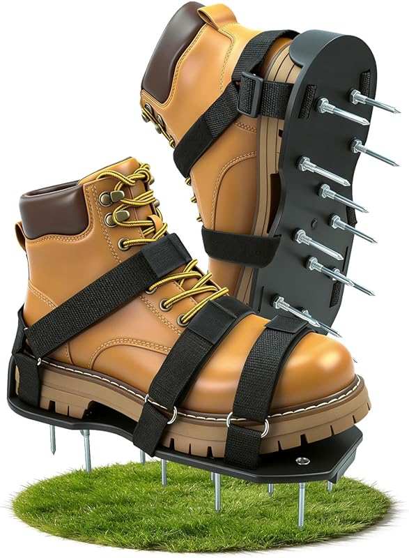 Free-Installation Lawn Aerator Shoes with Hook & Loop Straps for Yard 