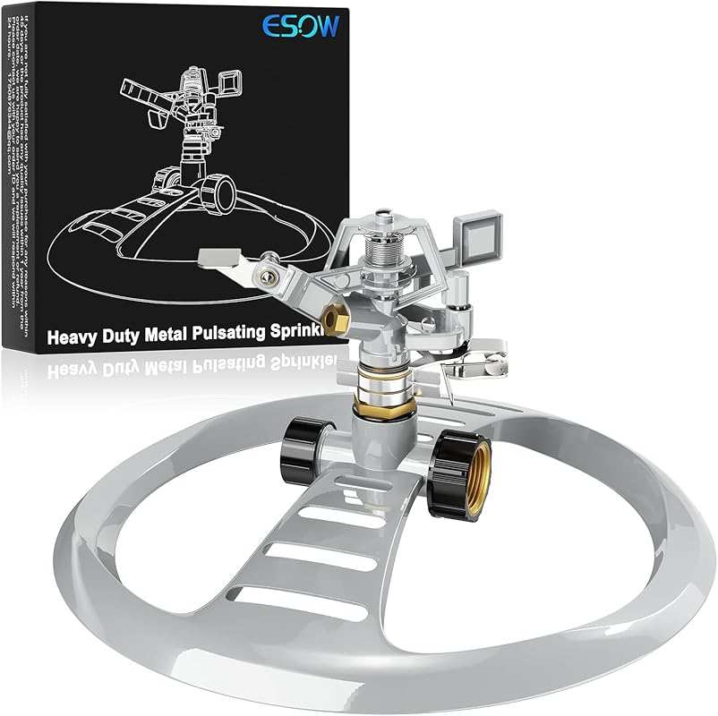 ESOW Heavy Duty Metal Pulsating Sprinkler with Adjustable Spray Patter