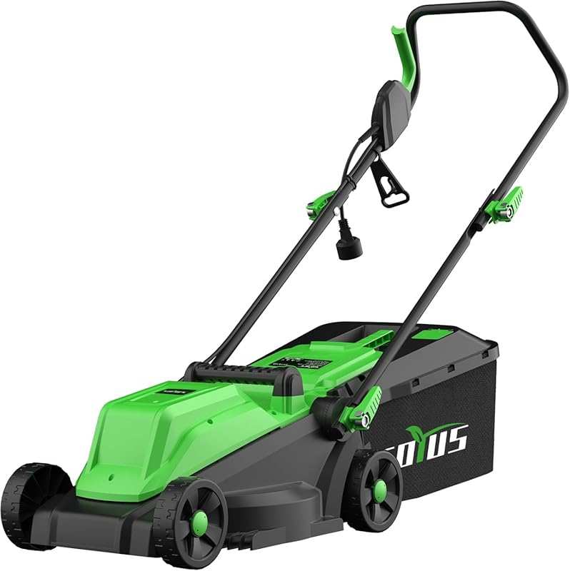 SOYUS 13-inch Corded Electric Lawn Mower: 10-Amp with 8-Gallon Bag and