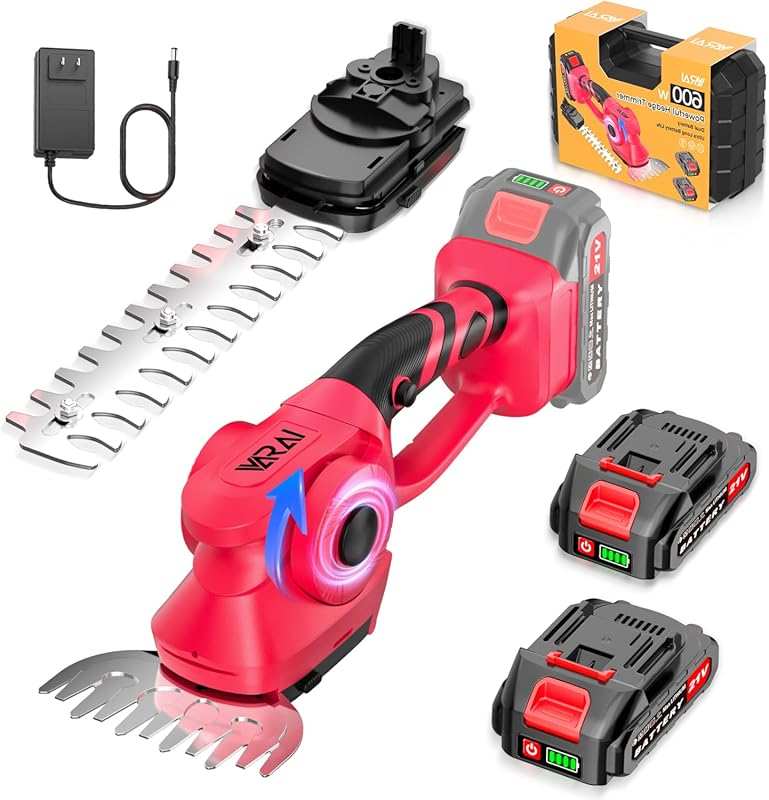 Cordless 2-in-1 Hedge and Grass Trimmer with Dual Batteries, Charger