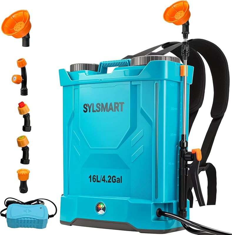 4 Gallon Battery Powered Backpack Sprayer: 120PSI Adjustable Pressure,