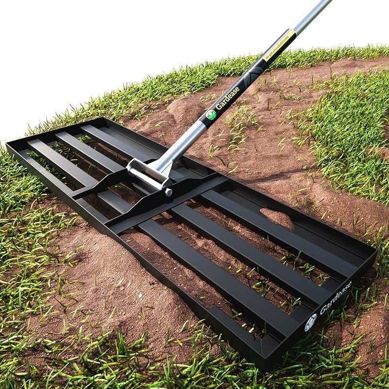 Gardease 30 Inch Heavy Duty Steel Lawn Leveling Rake for Soil, Sand, T