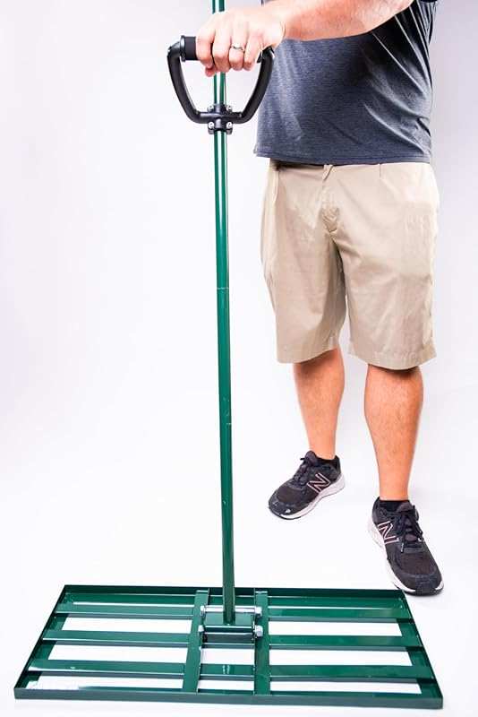 Heavy Duty Anti-Flip Lawn Leveling Rake with Steel Handle & Accessorie