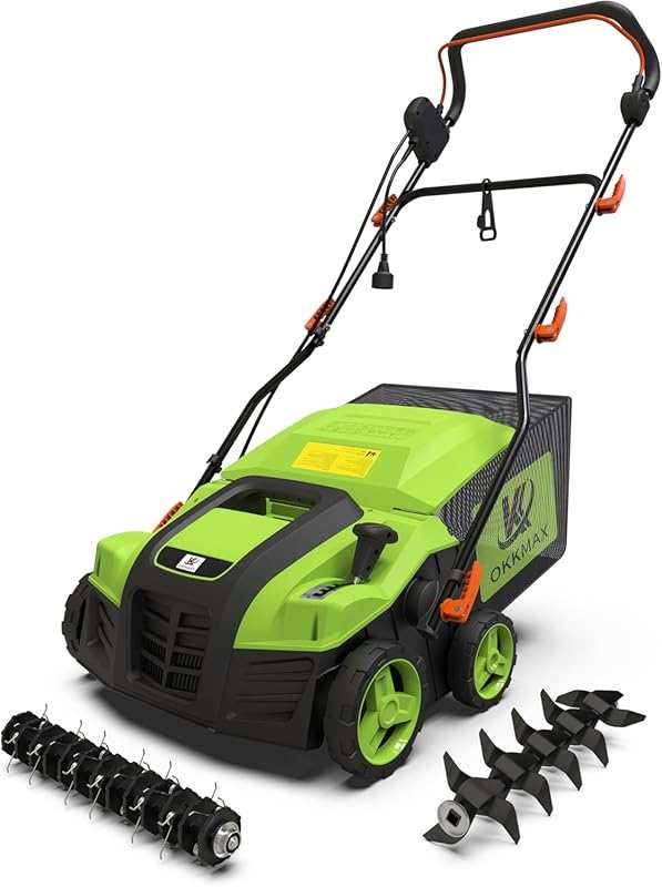 Upgraded 16-Inch Electric Dethatcher Scarifier with Collection Bag, 5-Position Depth Adjustment