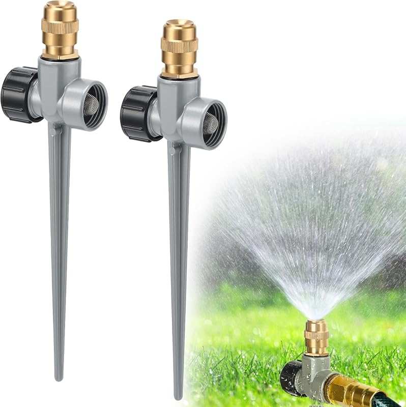 2 Pack Metal Lawn Sprinklers with Adjustable Brass Nozzle and Aluminum