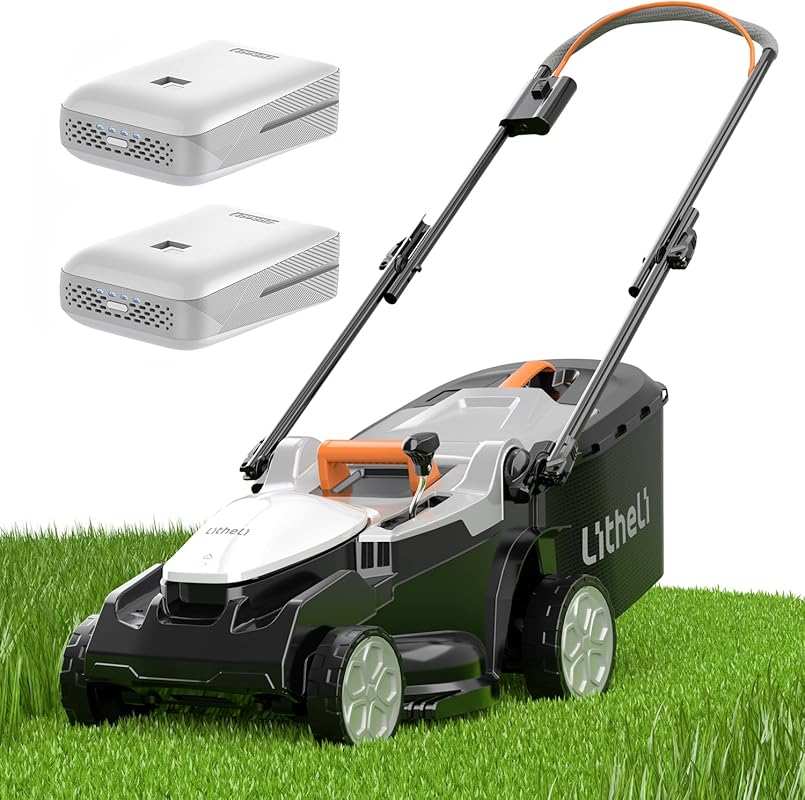 Litheli 40V 16-Inch Cordless Electric Lawn Mower with Batteries, 6-Hei