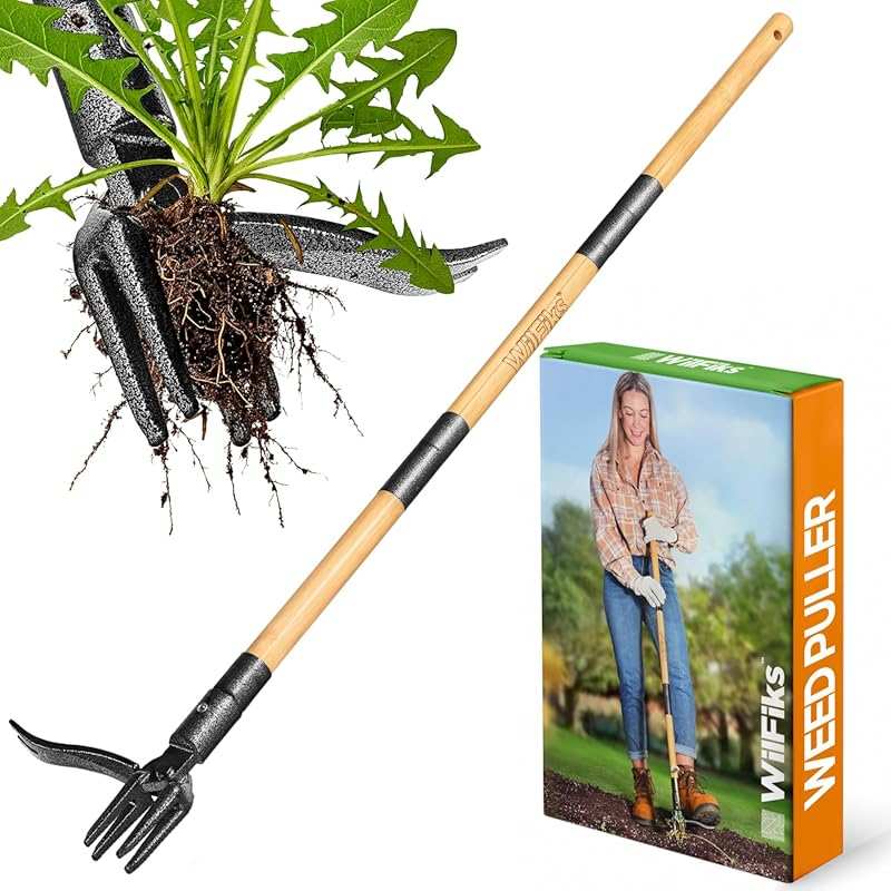 Heavy Duty Stand Up Weed Puller Tool with Long Handle and Foot Platfor