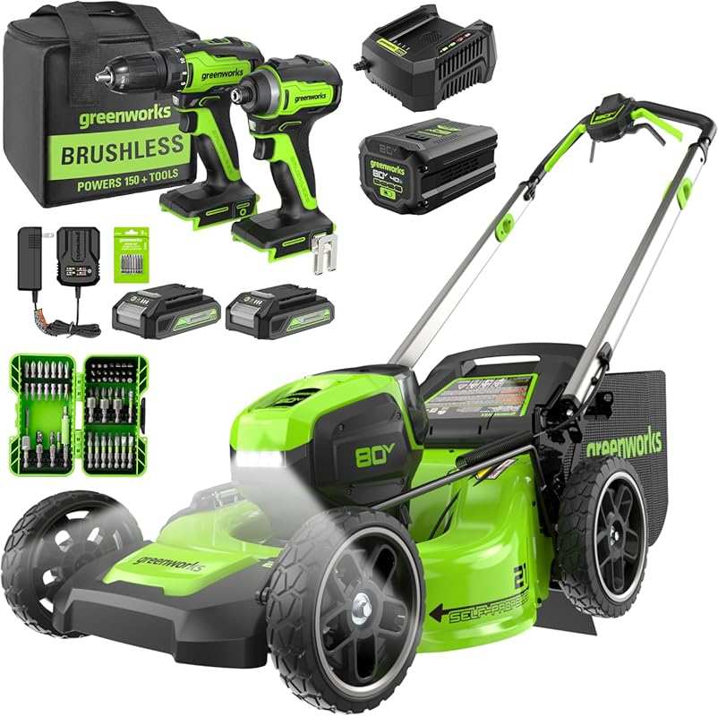 Greenworks 80V 21-Inch Brushless Cordless Self-Propelled Mower with LE