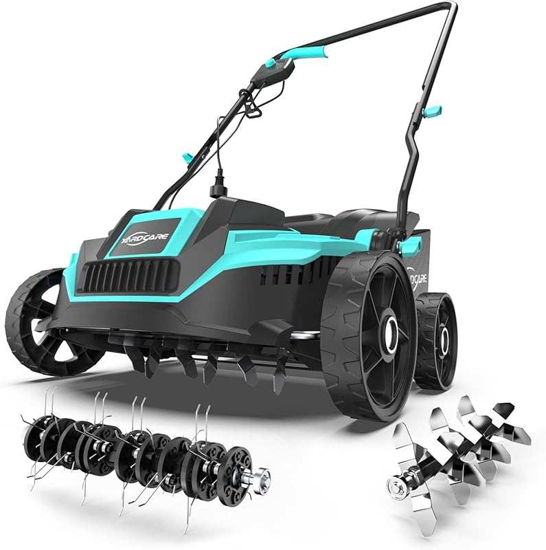Electric 2-in-1 Lawn Dethatcher & Scarifier with 10.5 Gal Bag, 5-Posit