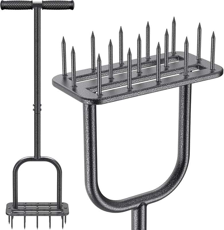 BeneLabel Manual Lawn Aerator Spike Tool with 15 Metal Spikes for Heal