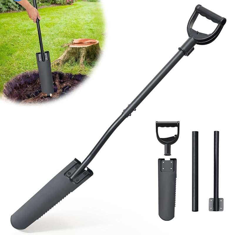 45-Inch Heavy Duty Spade Shovel with Cutting Blade, D Handle, and Foot