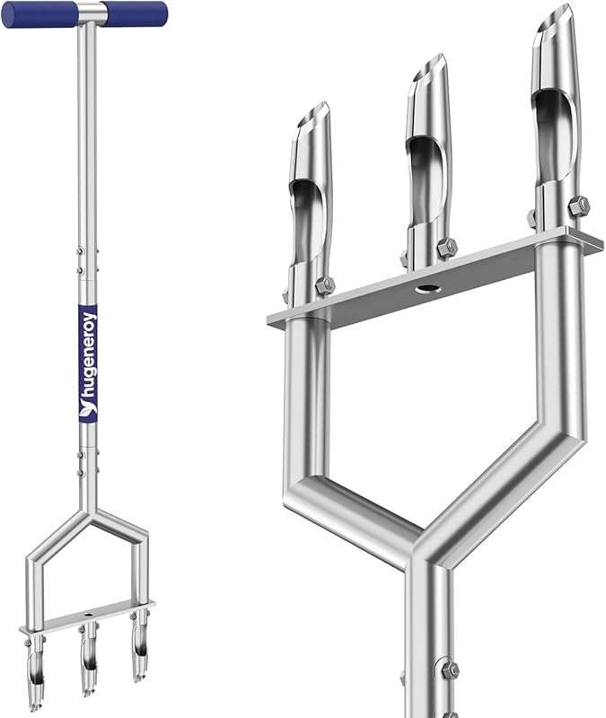 Manual Push Core Lawn Aerator with 3 Replaceable Hollow Tines for Yard