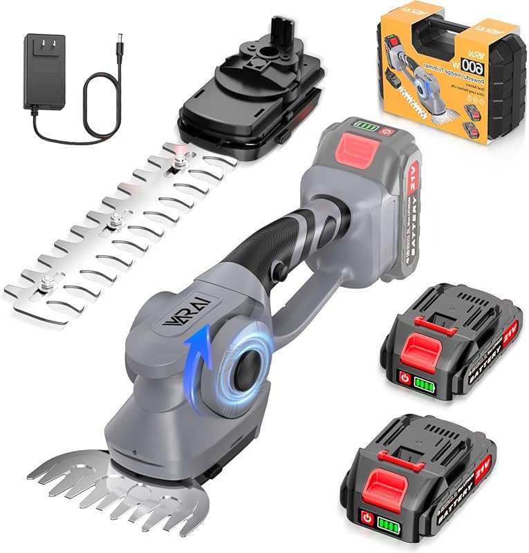 Powerful Cordless Hedge & Grass Trimmer: 2 Batteries, Long Life, for G