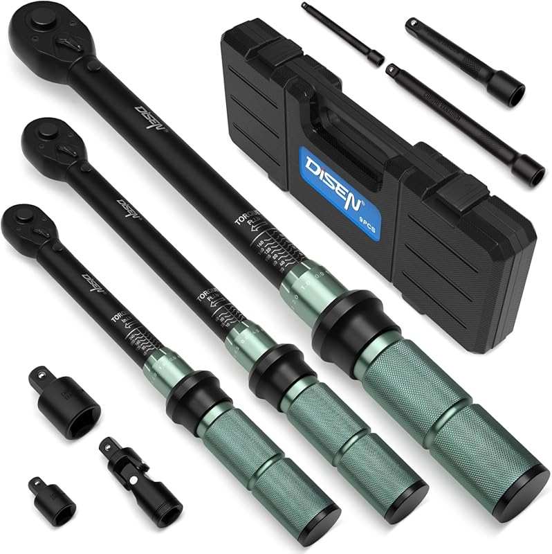 DISEN 9PC Click Torque Wrench Set: 1/4-1/2
