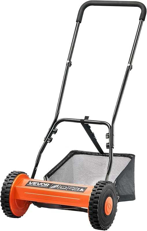 VEVOR 14-Inch Push Reel Lawn Mower: Manual 5-Blade Mower with Grass Ca