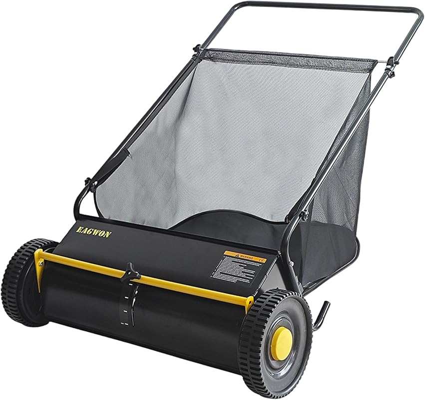 26-Inch Push Lawn Sweeper with 7 Cu. Ft. Hopper, 4 Spinning Brushes, A
