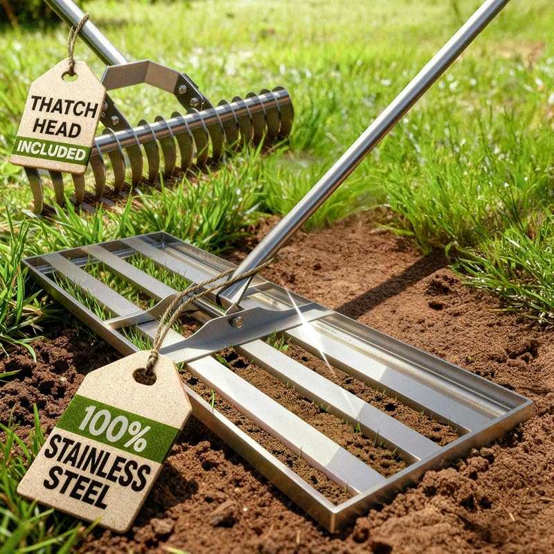 Oris Garden 30 Inch Lawn Leveling Rake with Heavy Duty Stainless Steel