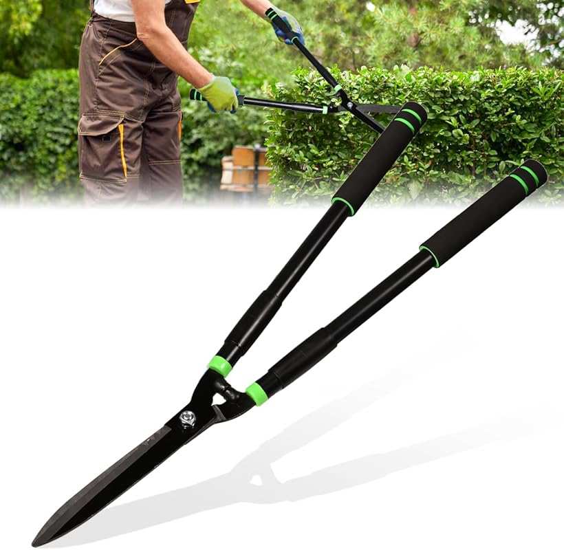 Heavy Duty Hedge Shears with Shock Absorbing Bumpers for Effortless Ga