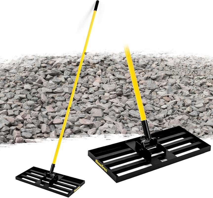 30x10 Inch Heavy Duty Lawn Leveling Rake with 7FT Handle for Soil, Com