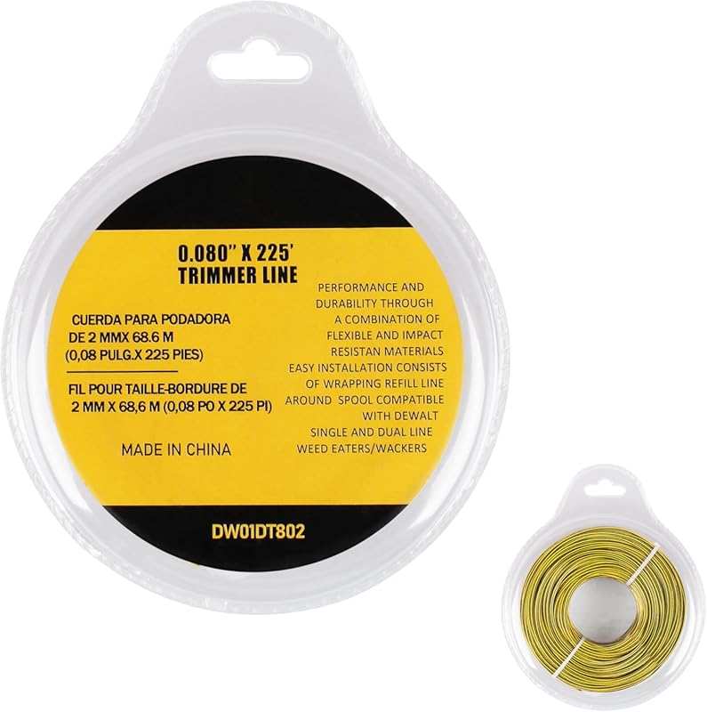 DEWALT DWO1DT802 Trimmer Line for Weed Trimmers, 225-Foot x 0.080-Inch