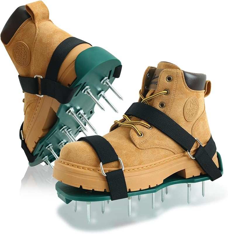 Durable Lawn Aerator Shoes with Adjustable Straps and Spiked Sandals f