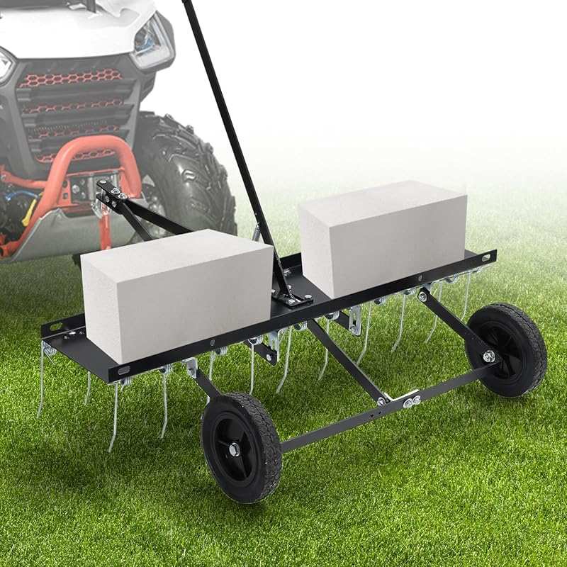 40 Inch Tow Behind Dethatcher with 20 Spring Steel Tines for Yard and 