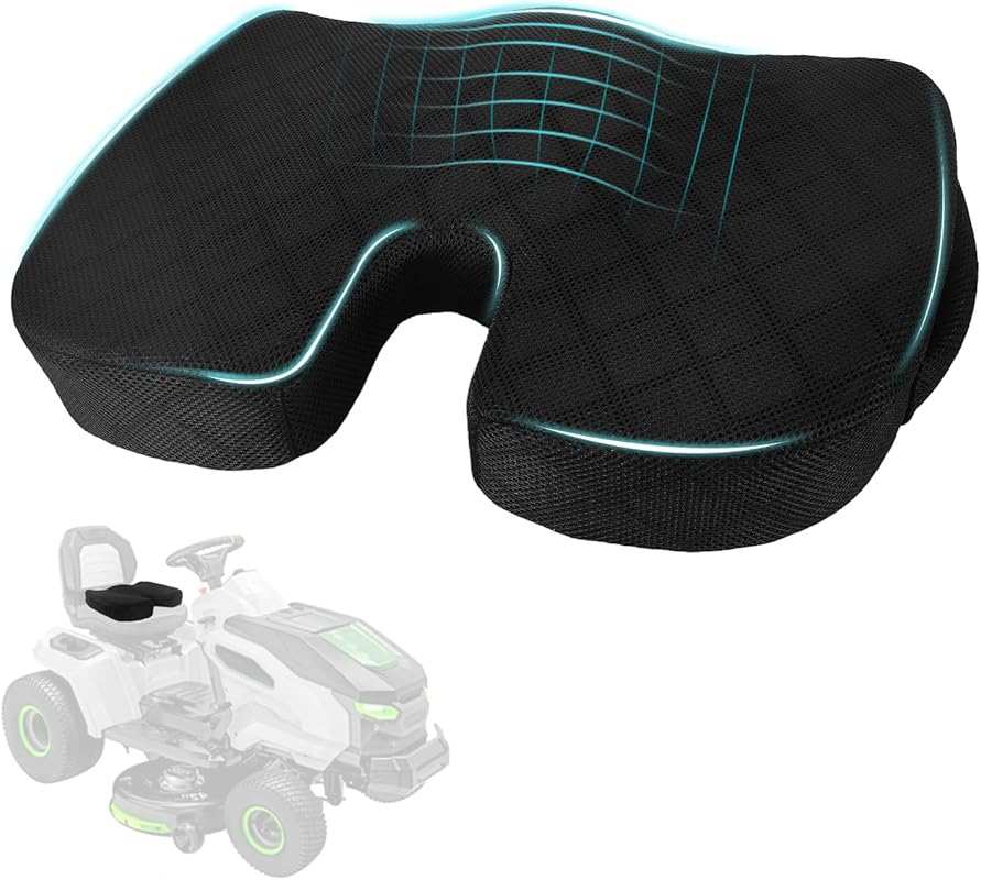 Memory Foam Riding Lawn Mower Seat Cushion - Ergonomic, Shock-Absorbin