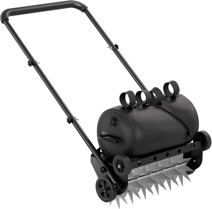 22.5-Inch Lawn Aerator with Weight Bag, 4 Wheels, and Foam Armrests