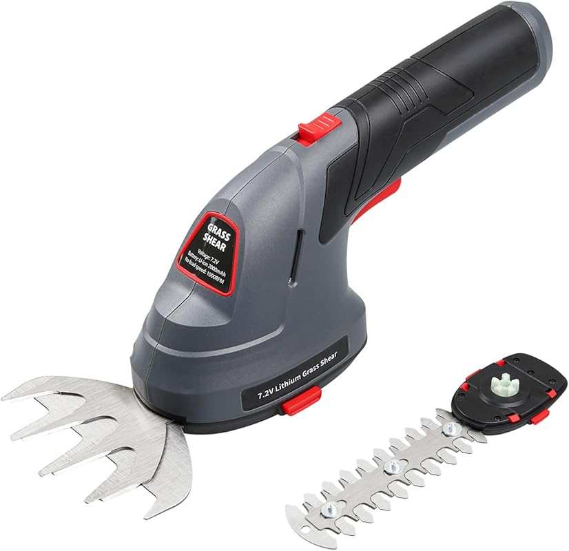 2-in-1 Cordless Grass Shear & Hedge Trimmer, 7.2V Rechargeable Lithium