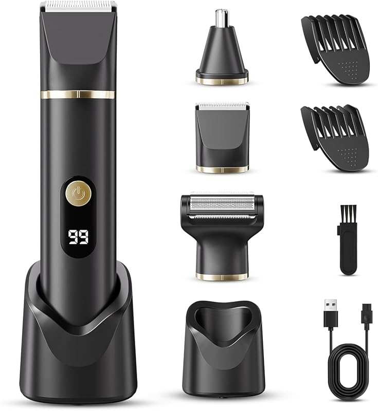 Waterproof Beard Trimmer for Men: IPX7 Body Hair Trimmer, Electric Raz