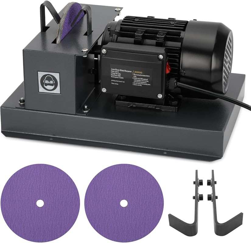 500W Lawn Mower Blade Grinder with 7-Inch Ceramic Wheel, Adjustable Br