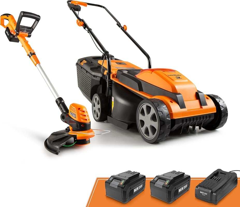 LawnMaster 20VMWGT 24V Max 13-inch Lawn Mower and Grass Trimmer 10-inc